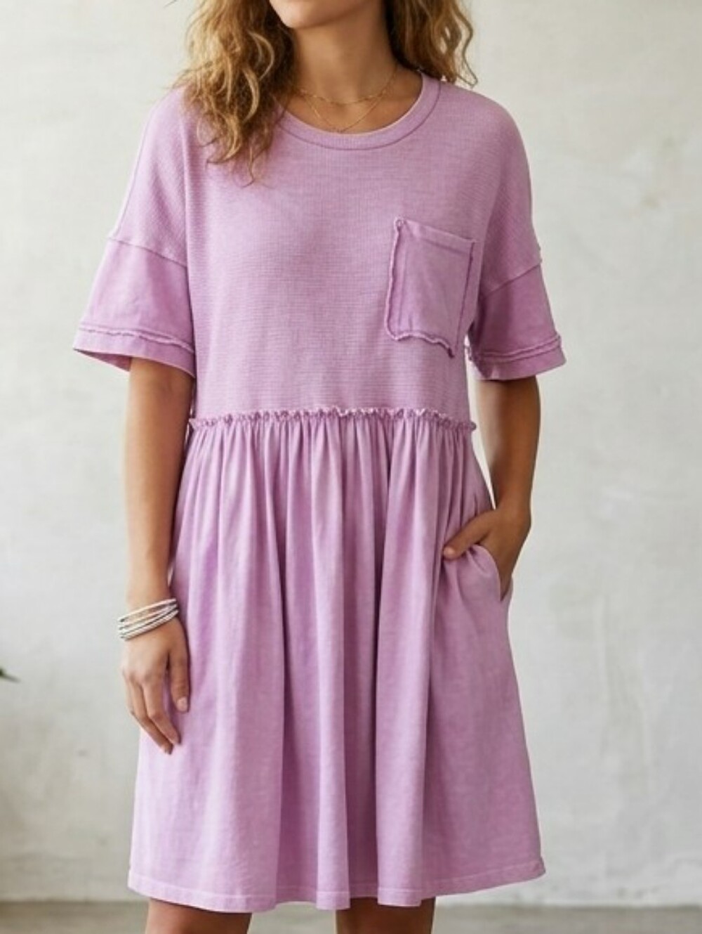 J. Her Women's Pink Mini Dress with Pocket